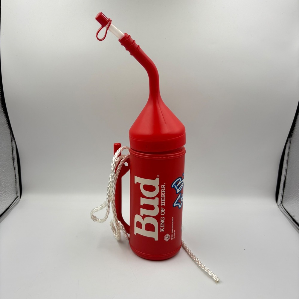 Budweiser Fan Fueler Bill Elliott 11 NASCAR Drink Bottle Red Vintage 1994 Good